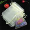 Pack Of 100Pcs Drawstring Organza Pouches, Premium Jewelry Pouches Party Festival Gift Pouches.(Size-7x9cm) - Beige