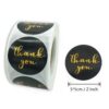 ” Thank You” Gold Foil Stickers Size 3.8*3.8cm ( 1.52 inch diameter Round Shape ,400 stickers included.Small Business, Birthday, Party Gift Wrap Bag, Silver Stickers Tags for Wedding. - Black ~