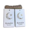 REDDOTGIFT Ramadan Kareem Gift Tags,100 PCS Gold Foil Paper Gift Tags with 10m Natural Jute Twine for Art Craft - White ( English )